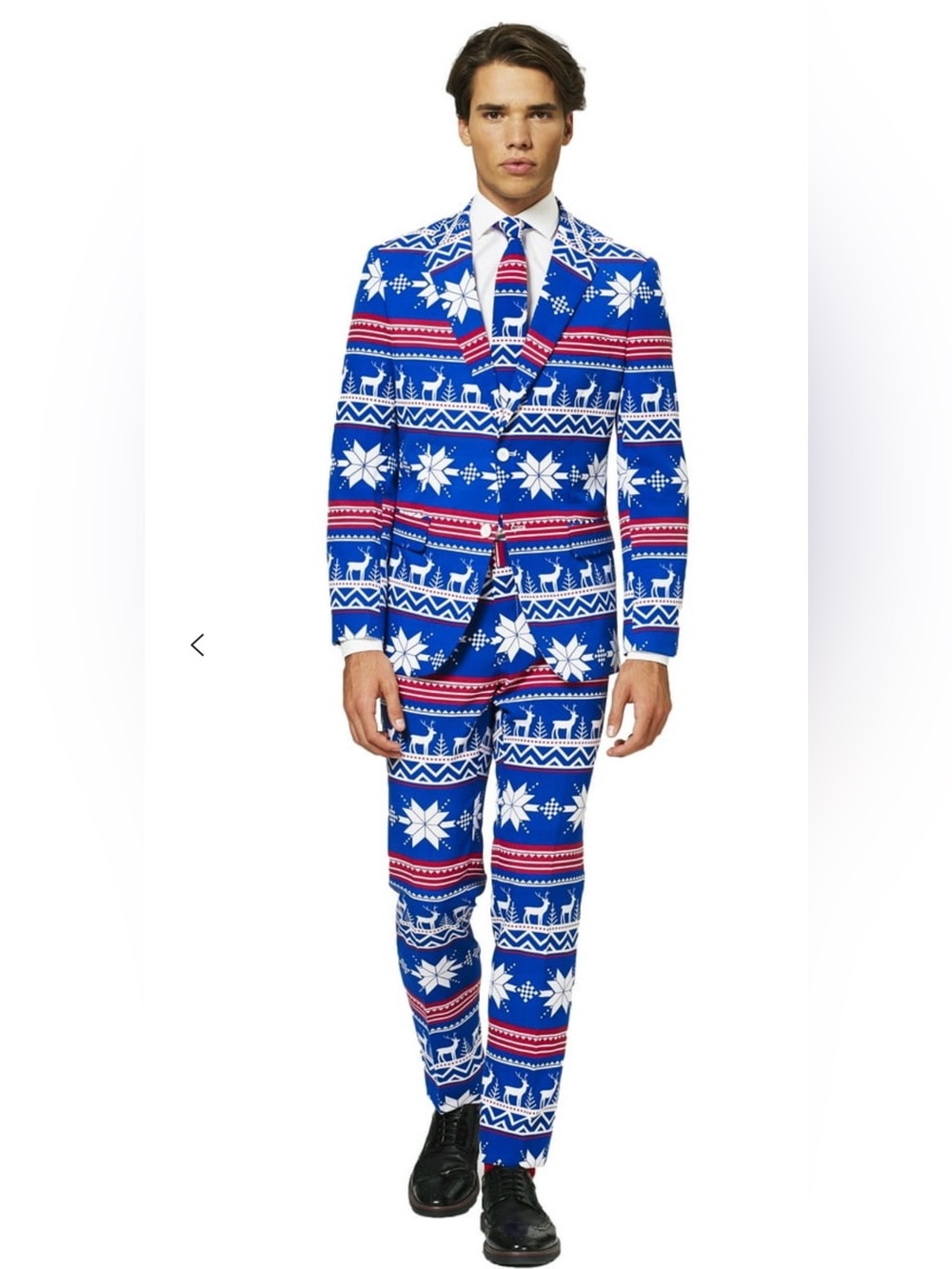 OppoSuits Blue White and Red Holiday Reindeer Suit